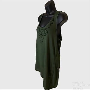 Fashion Bug asymmetrical green top & crystals